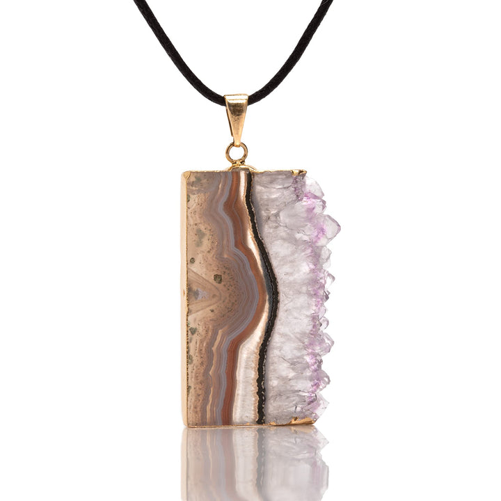 Amethyst Geode Healing Crystal Pendant