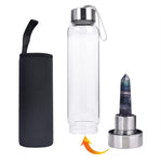 Glass Water Bottle w/ Changeable Crystal Center