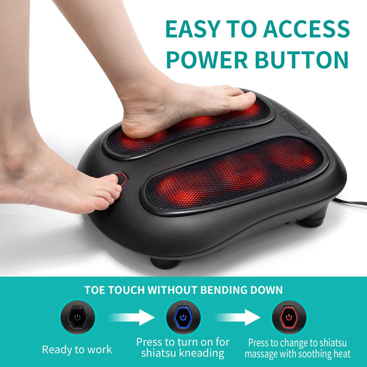 Electric Kneading Foot Massager w/ Heat Shiatsu | Black