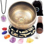 Tibetan Singing Bowl Set w/ Healing Crystals | Bronze