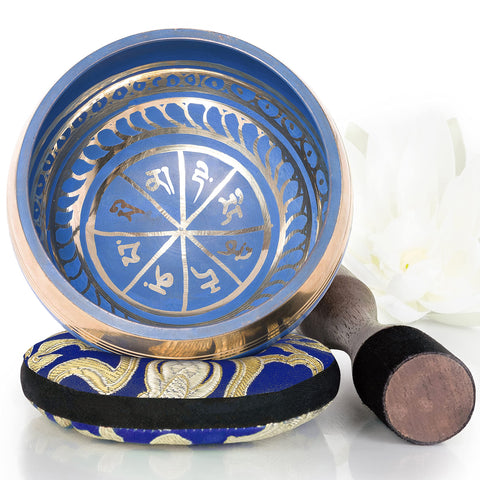 Tibetan Singing Bowl Set for Meditation | Blue